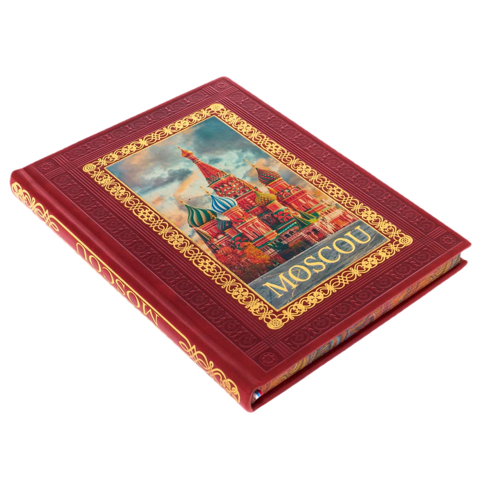 A leather-bound book "Moscow. History. Architecture. Art" in French