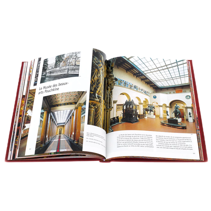 A leather-bound book "Moscow. History. Architecture. Art" in French