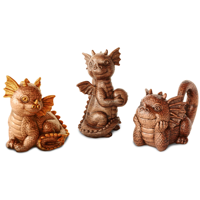 A set of beech figurines "Dragons" 3 pcs, in a gift box