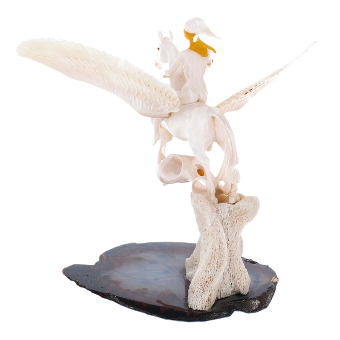 Souvenir of mammoth tusk and agate "Horsewoman"