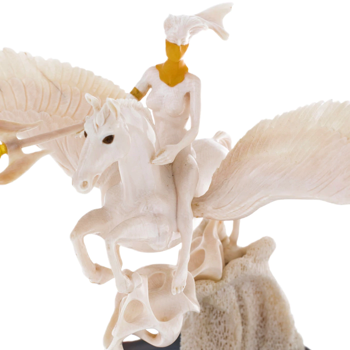 Souvenir of mammoth tusk and agate "Horsewoman"