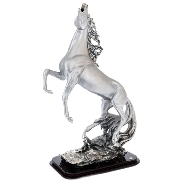 Silver-plated statuette "Horse on the rack"