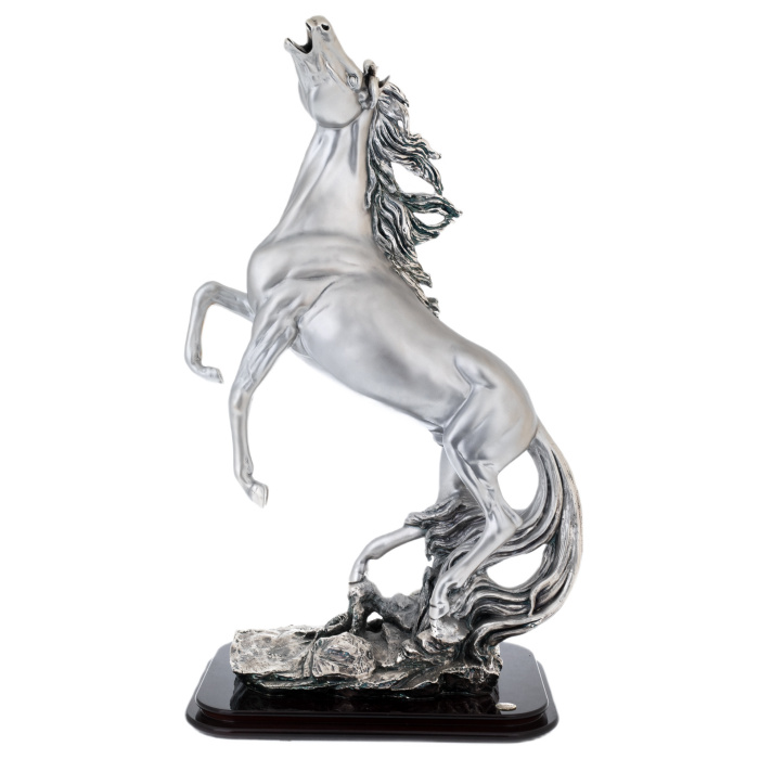 Silver-plated statuette "Horse on the rack"