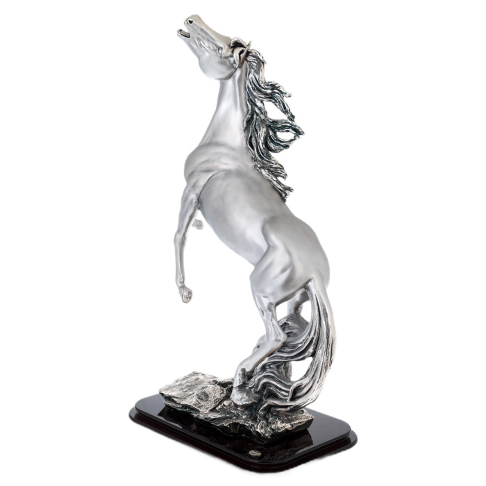 Silver-plated statuette "Horse on the rack"
