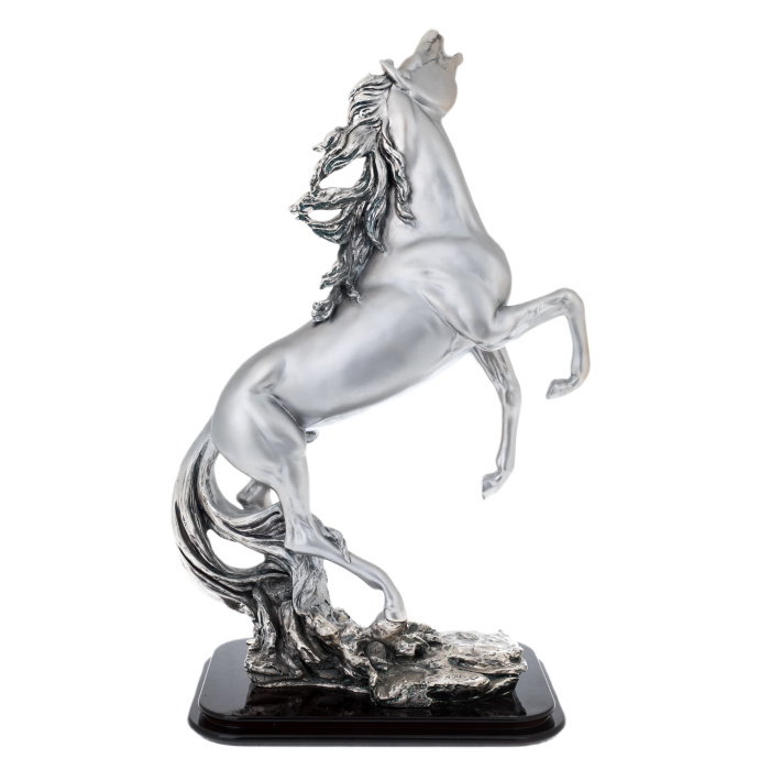 Silver-plated statuette "Horse on the rack"