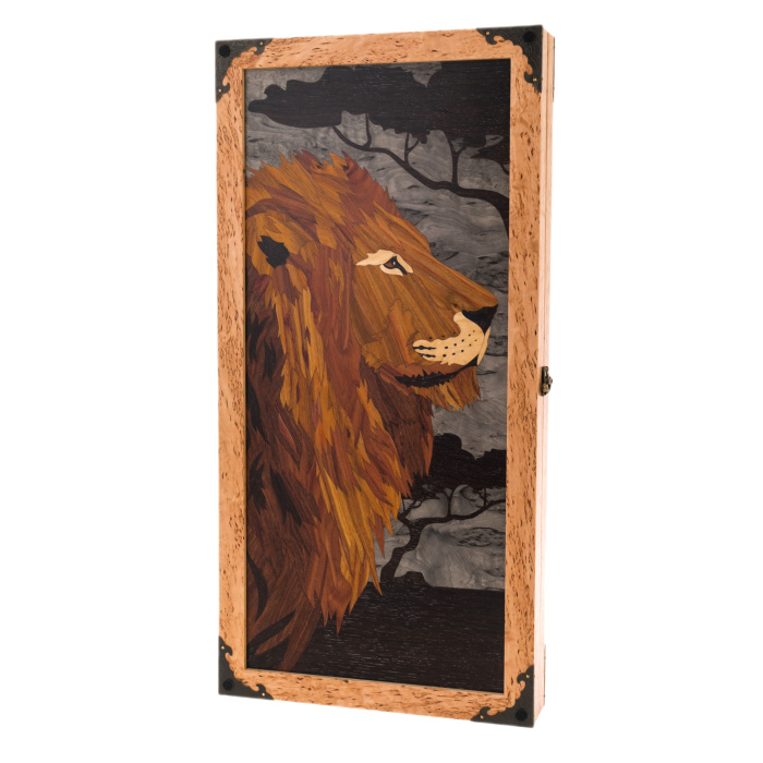 Backgammon from Karelian birch "Lion" is big