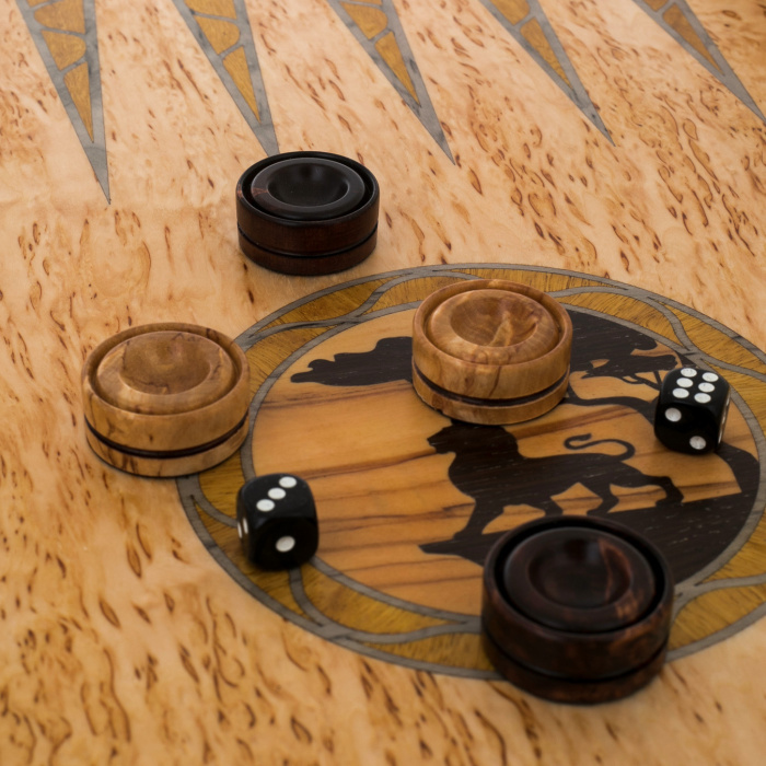 Backgammon from Karelian birch "Lion" is big