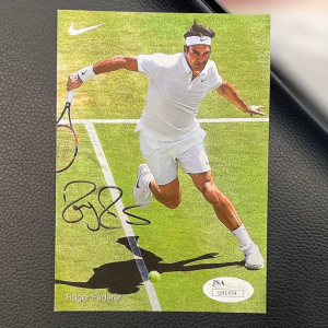 Autographed photo of tennis player Roger Federer