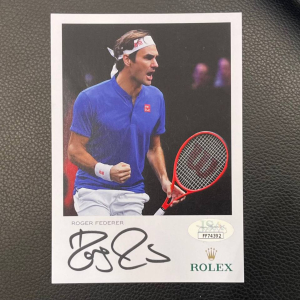 Autographed photo of tennis player Roger Federer