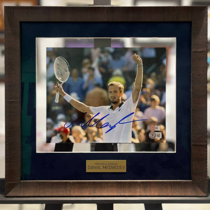 Autographed photo of tennis player Daniil Medvedev