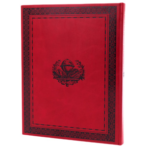 The leather-bound book by Mark Twain "The Adventures of Huckleberry Finn"