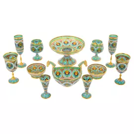 Serving set "Bouquet" with stained glass enamels, for 2 persons