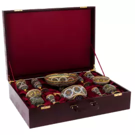 Serving set "Bouquet" with stained glass enamels, for 2 persons