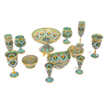 Serving set "Bouquet" with stained glass enamels, for 2 persons