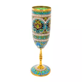 Serving set "Bouquet" with stained glass enamels, for 2 persons