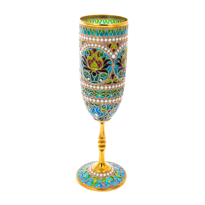 Serving set "Bouquet" with stained glass enamels, for 2 persons
