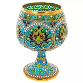 Serving set "Bouquet" with stained glass enamels, for 2 persons