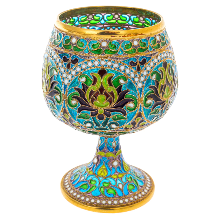 Serving set "Bouquet" with stained glass enamels, for 2 persons