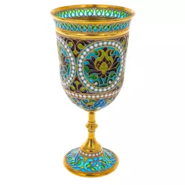 Serving set "Bouquet" with stained glass enamels, for 2 persons