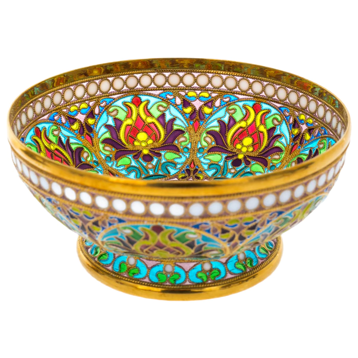 Serving set "Bouquet" with stained glass enamels, for 2 persons