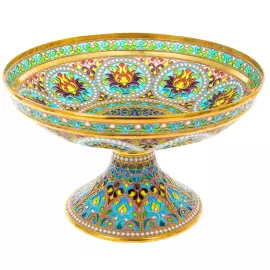 Serving set "Bouquet" with stained glass enamels, for 2 persons