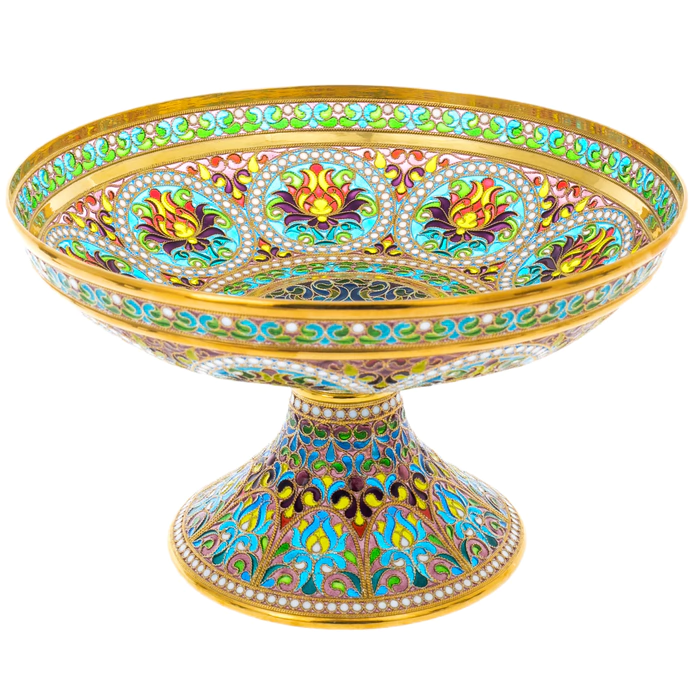 Serving set "Bouquet" with stained glass enamels, for 2 persons
