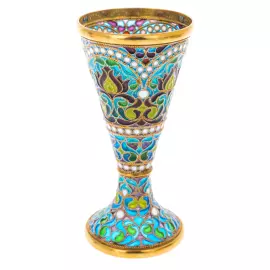 Serving set "Bouquet" with stained glass enamels, for 2 persons