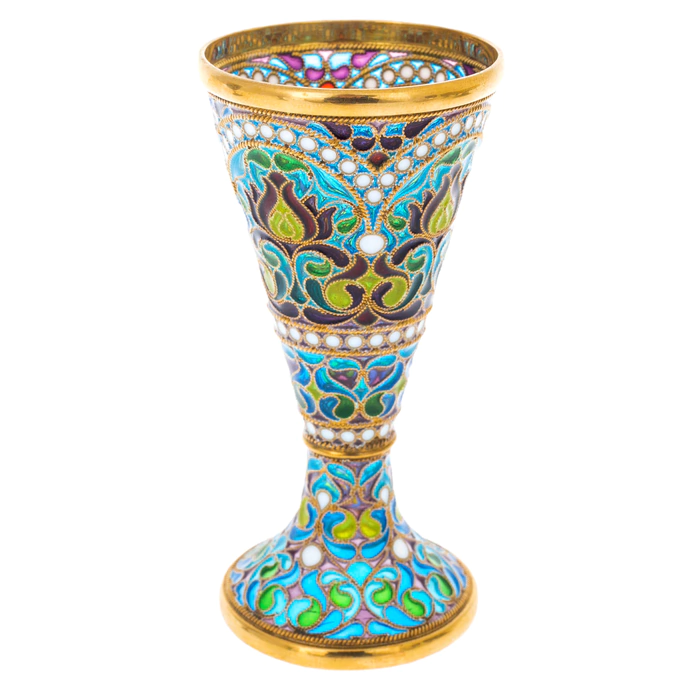 Serving set "Bouquet" with stained glass enamels, for 2 persons