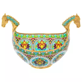 Serving set "Bouquet" with stained glass enamels, for 2 persons