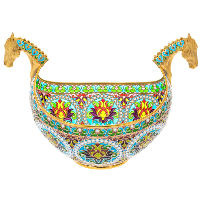 Serving set "Bouquet" with stained glass enamels, for 2 persons