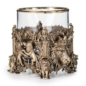 Set of glasses for whiskey "Lion VIP" for 2 persons, in a leather case
