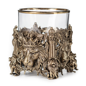 Set of glasses for whiskey "Lion VIP" for 2 persons, in a leather case