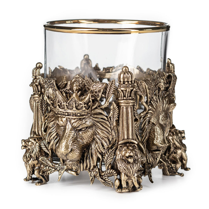 Set of glasses for whiskey "Lion VIP" for 2 persons, in a leather case