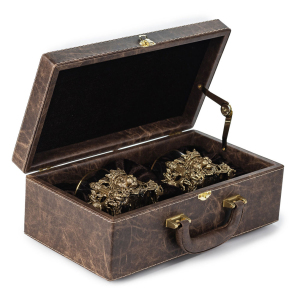Set of glasses for whiskey "Lion VIP" for 2 persons, in a leather case