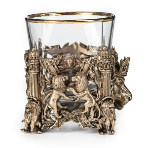 Set of glasses for whiskey "Lion VIP" for 2 persons, in a leather case