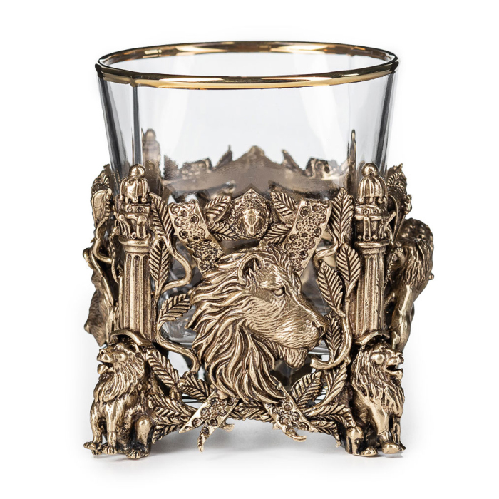 Set of glasses for whiskey "Lion VIP" for 2 persons, in a leather case