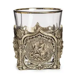 Набор стаканов для виски "Георгий Победоносец. VIP" на 2 персоны, в кожаном футляре