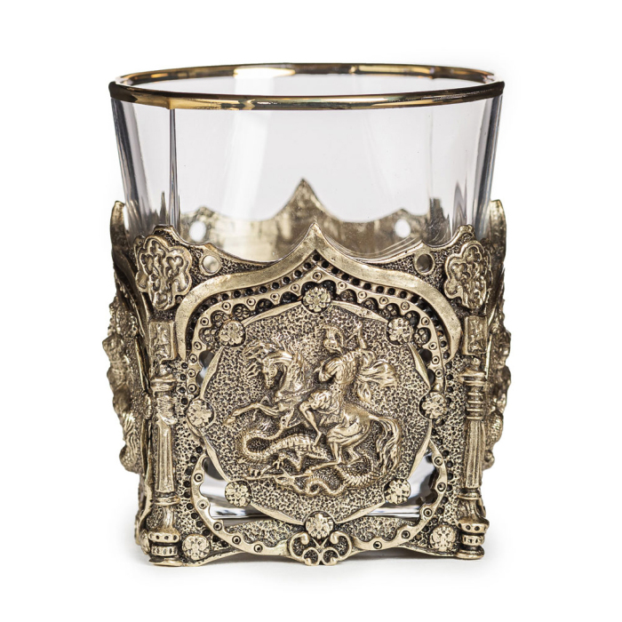 Set of glasses for whiskey "George the Victorious. VIP" for 2 persons, in a leather case
