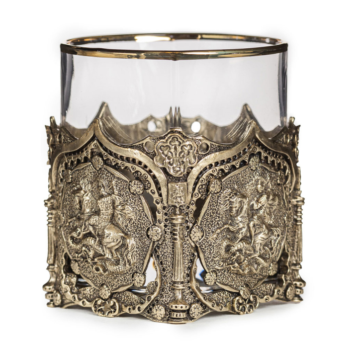 Set of glasses for whiskey "George the Victorious. VIP" for 2 persons, in a leather case