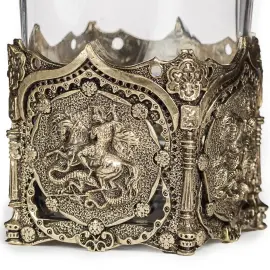 Набор стаканов для виски "Георгий Победоносец. VIP" на 2 персоны, в кожаном футляре