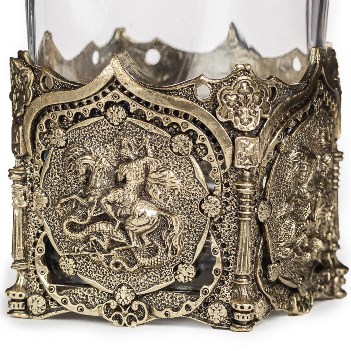 Set of glasses for whiskey "George the Victorious. VIP" for 2 persons, in a leather case