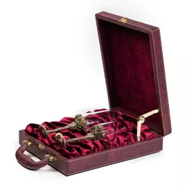 Набор бокалов для шампанского "Нарцисс" на 2 персоны, в кожаном футляре