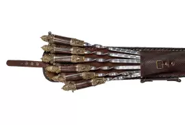 Шампуры из нержавеющей стали "Богатырь" на 6 персон, в кожаном колчане