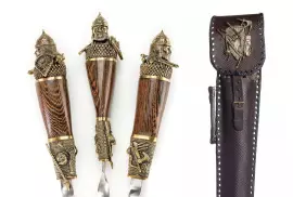 Шампуры из нержавеющей стали "Богатырь" на 6 персон, в кожаном колчане