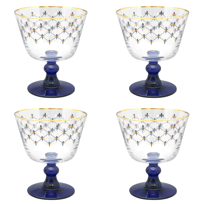 Set of glass cremans "Cobalt mesh" 4 pcs
