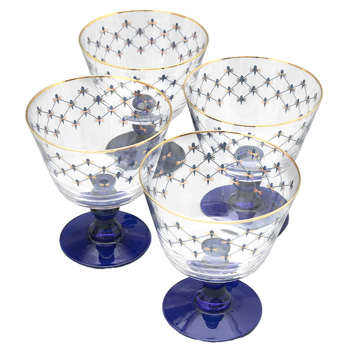 Set of glass cremans "Cobalt mesh" 4 pcs