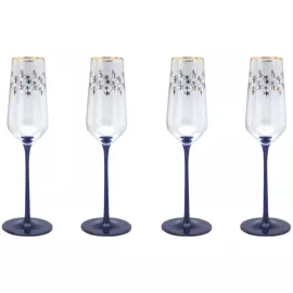 Набор бокалов для шампанского "Кобальтовая сетка" на 4 персоны