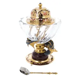 Икорница с ледовницей "Посейдон" яшма,эмаль, Златоуст Икорница с ледовницей "Посейдон" яшма,эмаль, Златоуст