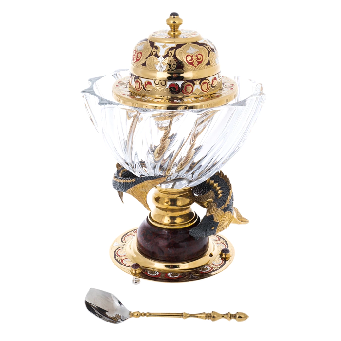 Caviar bowl with ice cream "Poseidon" jasper,enamel, Chrysostom