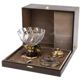 Икорница с ледовницей "Посейдон" яшма,эмаль, Златоуст Икорница с ледовницей "Посейдон" яшма,эмаль, Златоуст